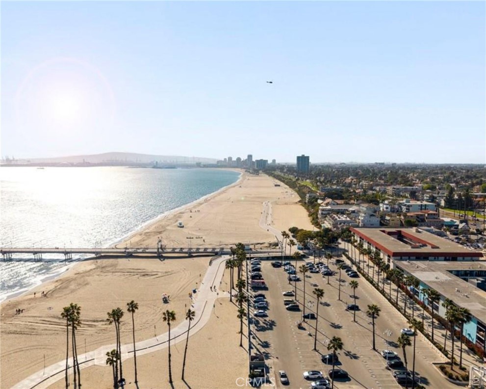 Aerial view of the Long Beach shoreline near Belmont Heights